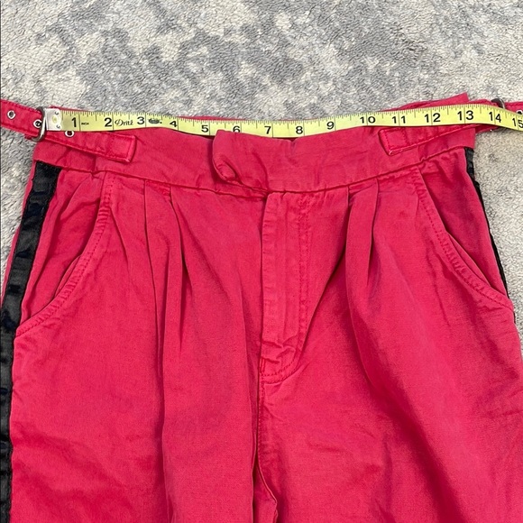 New One Teaspoon Tuxedo Taylor Pants Red Tux Stripe Pleat Front Sz 25 - Picture 9 of 12